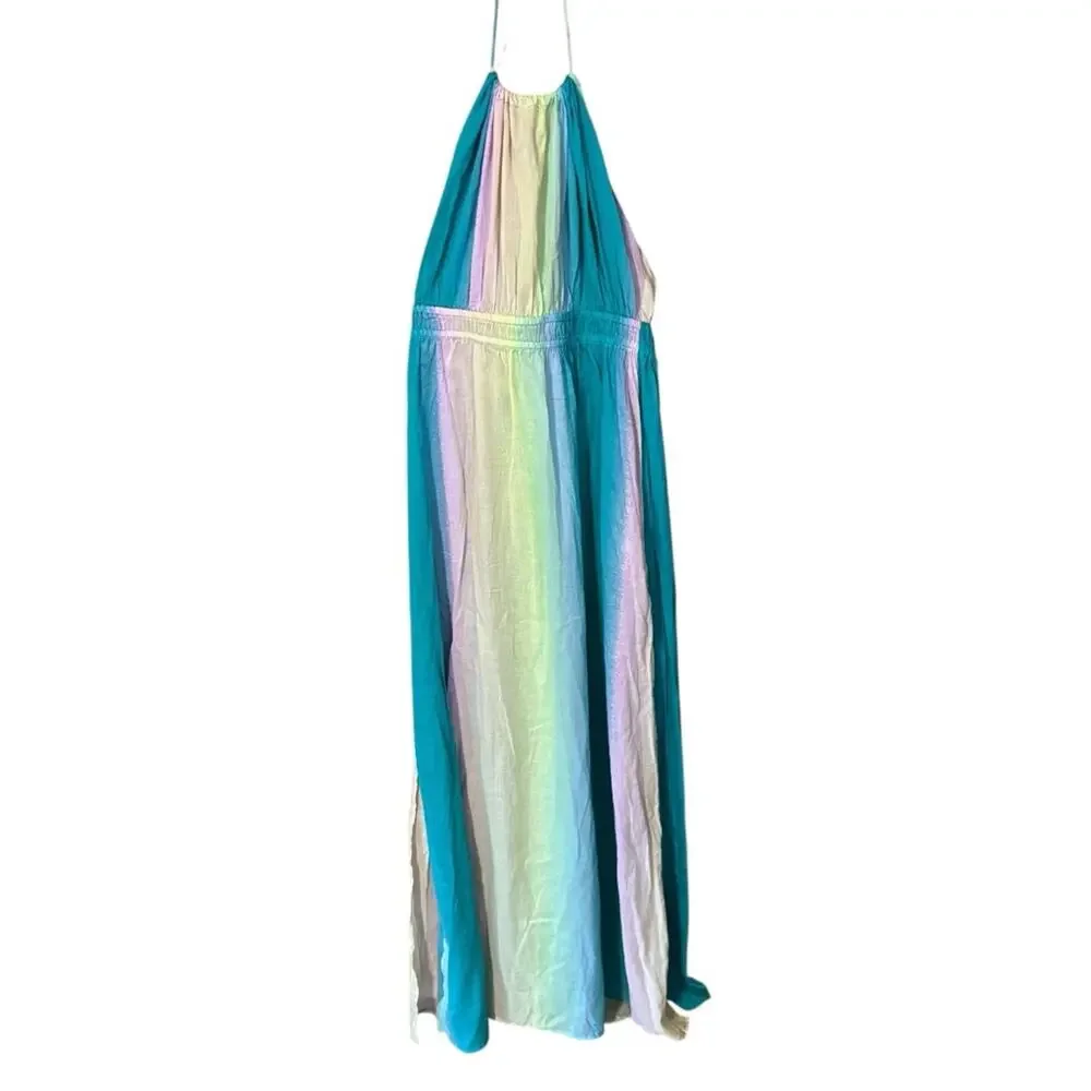 Asos Long Beach Dress Swim Cover Up Halter Style Hand‎ Dyed Pastels Size 6